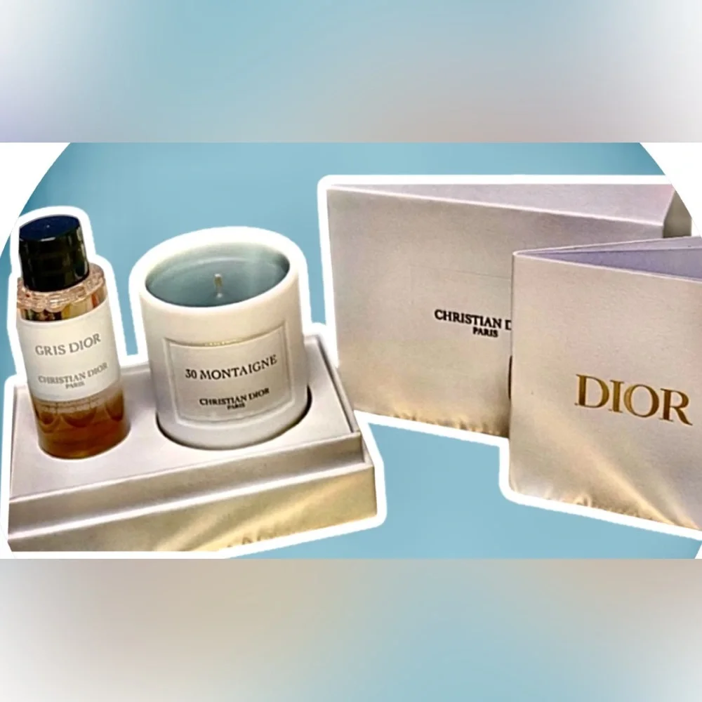 Christian Dior NIB Gris Dior Candle and shower Gel Set mini size